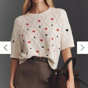 NWOT Anthropologie Maeve Crop Wool Cashmere Blend Graphic Sweater